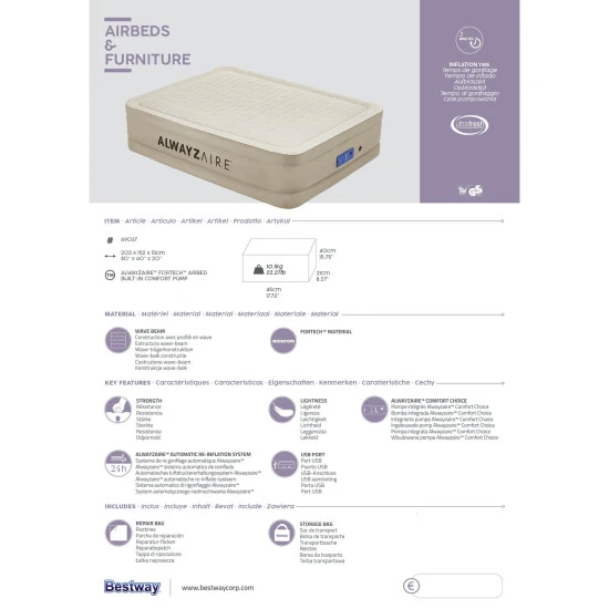 BESTWAY Luftbett, 152 X 51 X 203cm, Beige 6 BESTWAY Luftbett, 152 X 51 X 203cm, Beige – Bild 6