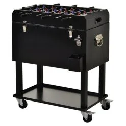 Outsunny Tischkicker-Kühlbox, Schwarz, Metall/PP, BxHxT: 71 X 85 X 59,5 Cm