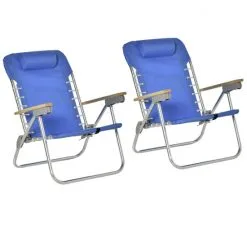 Outsunny Camping-Stuhl, BxHxT: 62 X 73,5 X 62 Cm, Oxford Gewebe/Aluminium/Kiefernholz