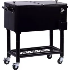 DOBAR Kühlwagen, Schwarz, Metall, BxHxL: 48 X 86 X 91 Cm